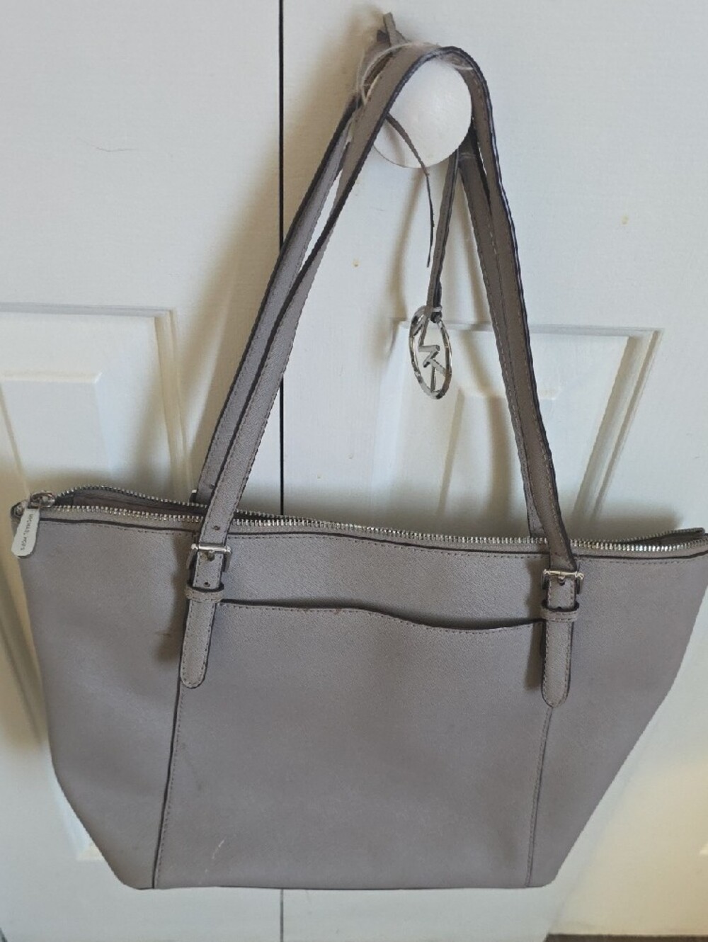 Michael Kors Leather Tote in Taupe Gray - Picture 3 of 5